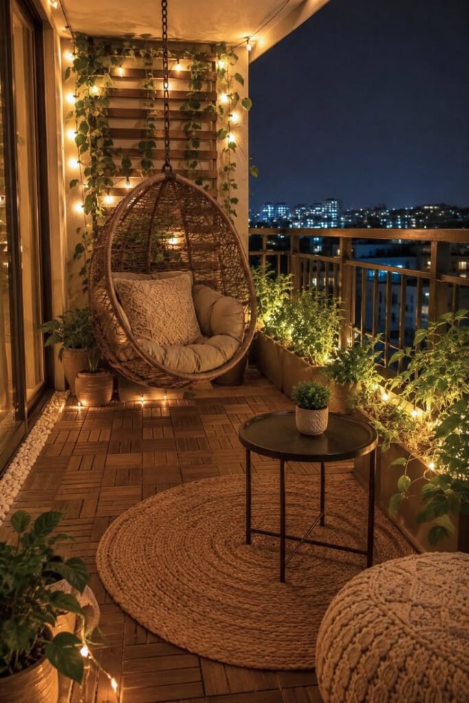 About 1 cozy apartment balcony setup ✨🌿 modern balcony decor inspiration