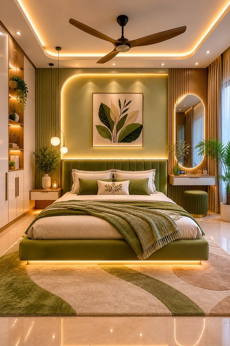 HOME 1 sage green modern bedroom 🌿