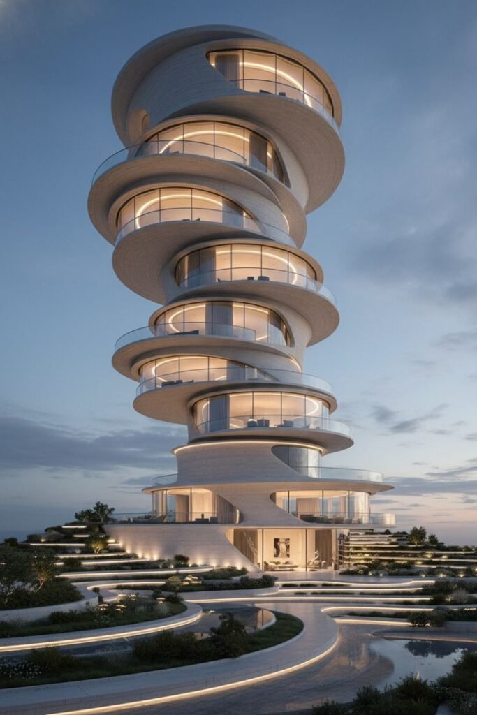 About 1 vertical organic tower villa — iconic futuristic luxury